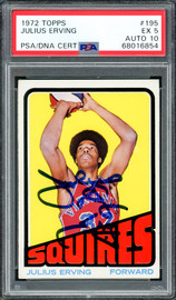 Julius Dr. J Erving Autographed 1972 Topps Rookie Card #195