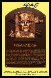 Edgar Martinez Autographed Hall of Fame HOF Plaque Postcard Seattle Mariners MCS Holo Stock #211275