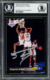 Shaquille Shaq O'Neal Autographed 1992-93 Upper Deck Card #1B Orlando Magic Beckett BAS #13446881