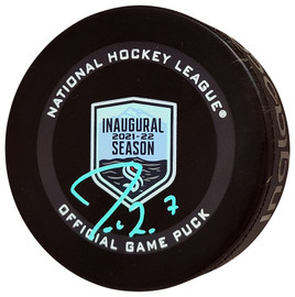 Jordan Eberle Autographed Official Seattle Kraken Inaugural Season Logo Hockey Game Puck Signed In Teal Fanatics Holo Stock #211615