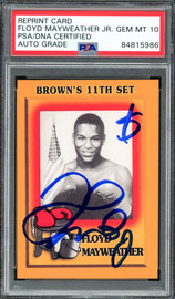 Floyd Mayweather Jr Autographed 1997 Brown's Boxing Rookie Retro Reprint Rookie Card #51 Auto Grade Gem Mint 10 "$" Money PSA/DNA Stock #211857