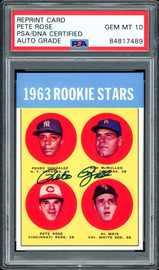 Pete Rose Autographed 1963 Topps Rookie Retro Reprint Card #537 Cincinnati Reds Auto Grade Gem Mint 10 PSA/DNA Stock #211870