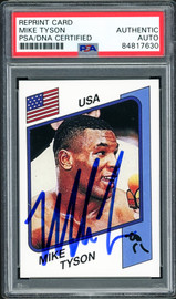 Mike Tyson Autographed 1986 Panini Supersport Rookie Retro Reprint Rookie Card #153 PSA/DNA Stock #211871