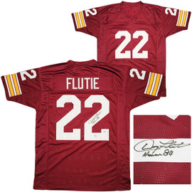 Boston College Eagles Doug Flutie Autographed Red Jersey Beckett BAS Witness Stock #211887