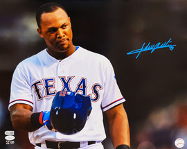 Adrian Beltre Autographed 16x20 Photo Texas Rangers Helmet Tip JSA Stock #211893