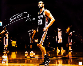 Manu Ginobili Autographed 16x20 Photo San Antonio Spurs Spotlight Signed In White Beckett BAS Witness Stock #211902