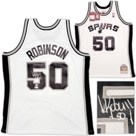 San Antonio Spurs David Robinson Autographed White Authentic Mitchell & Ness Swingman Jersey Size XL Beckett BAS Witness Stock #212089
