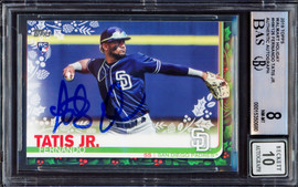 Fernando Tatis Jr. Autographed 2019 Topps Holiday Rookie Card #HW126 San Diego Padres BGS 8 Auto Grade Gem Mint 10 Beckett BAS #15350680