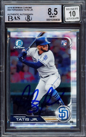 Fernando Tatis Jr. Autographed 2019 Bowman Chrome Rookie Card #26 San Diego Padres BGS 8.5 Auto Grade Gem Mint 10 Beckett BAS #15350638