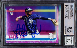 Fernando Tatis Jr. Autographed 2019 Topps Chrome Purple Refractor Rookie Card #203 San Diego Padres BGS 8.5 Auto Grade Gem Mint 10 Beckett BAS #15350636