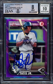 Fernando Tatis Jr. Autographed 2016 Bowman Prospect Purple Rookie Card #BP17 San Diego Padres BGS 8 Auto Grade Gem Mint 10 #246/250 Beckett BAS #15350690