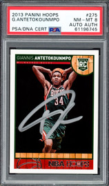 Giannis Antetokounmpo Autographed 2013 Panini Hoops Rookie Card #275 Milwaukee Bucks PSA 8 PSA/DNA #61196745