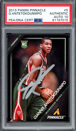 Giannis Antetokounmpo Autographed 2013 Panini Pinnacle Rookie Card #5 Milwaukee Bucks Auto Grade Gem Mint 10 PSA/DNA #61197015