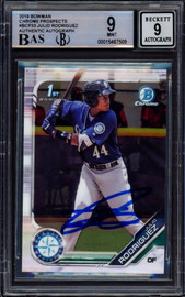 Julio Rodriguez Autographed 2019 Bowman Chrome Prospects Rookie Card #BCP33 Seattle Mariners BGS 9 Auto Grade Mint 9 Beckett BAS #15467509