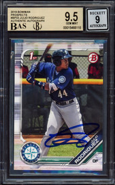 Julio Rodriguez Autographed 2019 Bowman Prospects Rookie Card #BP33 Seattle Mariners BGS 9.5 Auto Grade Mint 9 Beckett BAS #15466118