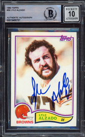 Lyle Alzado Autographed 1982 Topps Card #56 Cleveland Browns Auto Grade Gem Mint 10 Beckett BAS #15495757