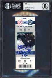 Ichiro Suzuki Autographed September 18th, 2009 Ticket Seattle Mariners Auto Grade Gem Mint 10 "Walk-Off HR" Against Mariano Rivera Beckett BAS #15498766