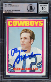 Roger Staubach Autographed 1972 Topps Rookie Card #200 Dallas Cowboys Auto Grade Gem Mint 10 Beckett BAS #15497612
