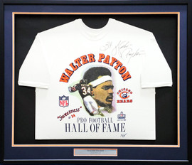 Walter Payton Autographed Framed Pro Football Hall of Fame White T-Shirt Chicago Bears "34" JSA #CC88896