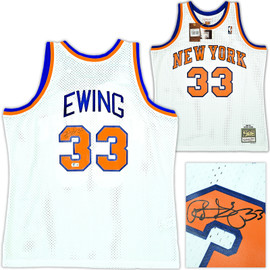 New York Knicks Patrick Ewing Autographed White Authentic Mitchell & Ness 1985-86 HWC Swingman Jersey Size XL Beckett BAS Witness Stock #214821