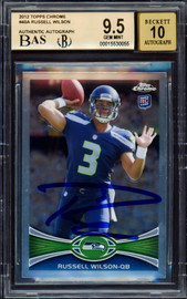 Russell Wilson Autographed 2012 Topps Chrome Rookie Card #40A Seattle Seahawks BGS 9.5 Auto Grade Gem Mint 10 Beckett BAS #15530055