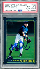 Ichiro Suzuki Autographed 2001 Topps Chrome Traded Rookie Card #T266 Seattle Mariners PSA 8 PSA/DNA #61265886