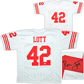 San Francisco 49ers Ronnie Lott Autographed White Jersey Beckett BAS Witness Stock #214998