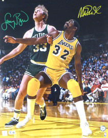 Larry Bird & Magic Johnson Autographed 16x20 Photo Boston Celtics & Los Angeles Lakers (Smudged) Beckett BAS QR #W171570