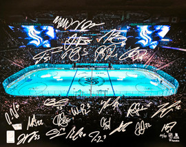 Seattle Kraken Inaugural Team Autographed 16x20 Photo With 24 Signatures Including Jordan Eberle & Yanni Gourde #/99 Fanatics Holo Stock #215690