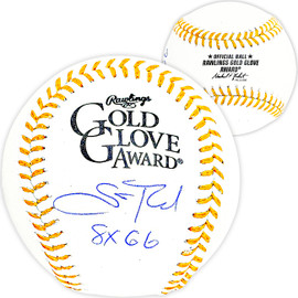 Scott Rolen Autographed Official Gold Glove Logo MLB Baseball St. Louis Cardinals "8X GG" Beckett BAS Witness Stock #215685