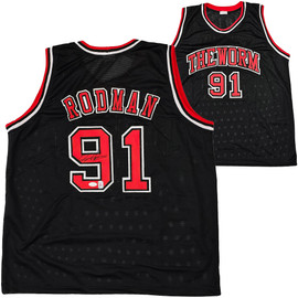Chicago Bulls Dennis Rodman Autographed Black Jersey JSA Stock #215735