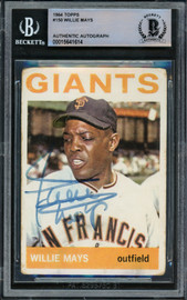 Willie Mays Autographed 1964 Topps Card #150 San Francisco Giants Beckett BAS #15641614