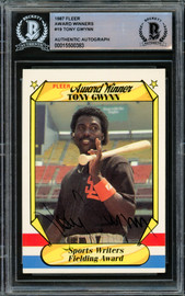 Tony Gwynn Autographed 1987 Fleer Award Winner Card #19 San Diego Padres Beckett BAS #15500383
