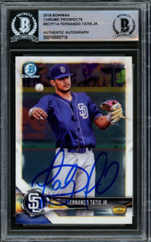 Fernando Tatis Jr. Autographed 2018 Bowman Chrome Rookie Card #BCP114 San Diego Padres Beckett BAS #15500718