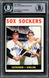 Carl Yastrzemski & Chuck Schilling Autographed 1964 Topps Card #182 Beckett BAS #15499239