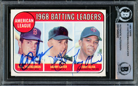 Carl Yastrzemski, Tony Oliva & Danny Cater Autographed 1969 Topps Card #1 Beckett BAS #15499242