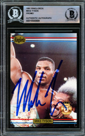 Mike Tyson Autographed 1991 Players International Ringlords Sample Card Beckett BAS #15500889