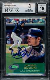 Ichiro Suzuki Autographed 2001 eTopps Rookie Card #100 Seattle Mariners BGS 8 Auto Grade Gem Mint 10 Beckett BAS #15681956