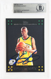 Kevin Durant Autographed 2007-08 Topps Rookie Card #112 Seattle Sonics On Card Beckett BAS #15500185