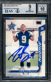 Drew Brees Autographed 2001 Leaf Rookies & Stars Rookie Card #189