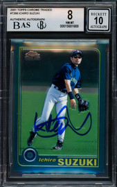 Ichiro Suzuki Autographed 2001 Topps Chrome Traded Rookie Card #T266 Seattle Mariners BGS 8 Auto Grade Gem Mint 10 Beckett BAS #15681669