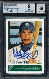 Ichiro Suzuki Autographed 2001 Topps Gallery English Rookie Card #151 Seattle Mariners BGS 9 Auto Grade Gem Mint 10 Beckett BAS #15681284