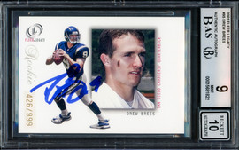 Drew Brees Autographed 2001 Fleer Legacy Rookie Card #95 San Diego Chargers BGS 9 Auto Grade Gem Mint 10 #426/999 Beckett BAS #15681822