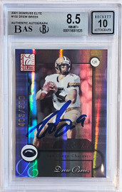 Drew Brees Autographed 2001 Donruss Elite Rookie Card #102 San Diego Chargers BGS 8.5 Auto Grade Gem Mint 10 #403/500 Beckett BAS #15681825