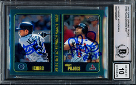 Albert Pujols & Ichiro Suzuki Autographed 2001 Topps Chrome Traded Rookie Card #T99 Auto Grade Gem Mint 10 "01 ROY" Beckett BAS #15682037