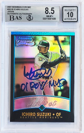 Ichiro Suzuki Autographed 2001 Bowman Chrome Refractor English