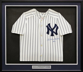 New York Yankees Mickey Mantle Autographed Framed White Pinstripes Rawlings Jersey "No.7" Beckett BAS #AC74571