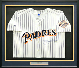 San Diego Padres Tony Gwynn Autographed Framed White Pinstripes Russell Jersey UDA Holo & Beckett BAS #AB93862