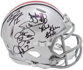 Ohio State QB Quarterback Legends Autographed Silver Speed Mini Helmet With 6 Signatures Including Troy Smith Beckett BAS Witness Stock #216712