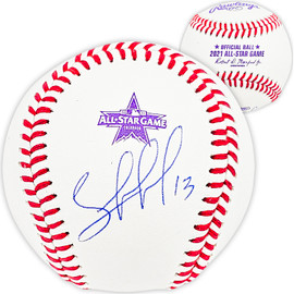 Salvador Perez Autographed Official 2021 All Star Game Logo Game Baseball Kansas City Royals Beckett BAS Witness Stock #216044